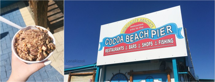 Snickers Ice Cream at the Cocoa Beach and the Cocoa Beach Pier Sign