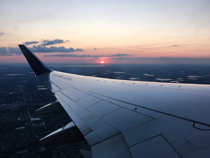 Airplane View at Orlando landscape and sunset