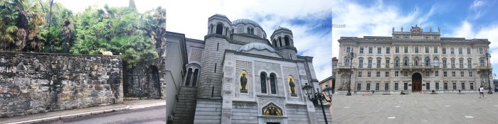 Goats in Gorizia and architecture of Trieste, Italy